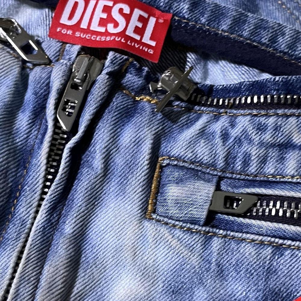 Diesel D-Gen-F-Fse Flare Jeans Womens 24 Blue Acid Wash Zip Pockets 24x32 NEW - Picture 13 of 16